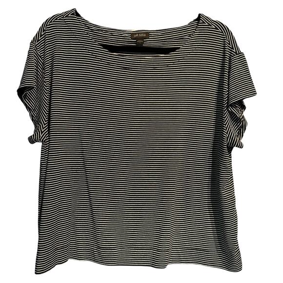 J.Jill Size Large Cap Sleeve Knit Top Wearever Collection Navy White Stripe - Picture 1 of 6